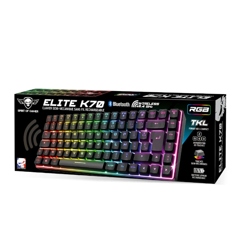 Teclado Semi-Mecânico Spirit of Gamer Elite K70 Wireless RGB