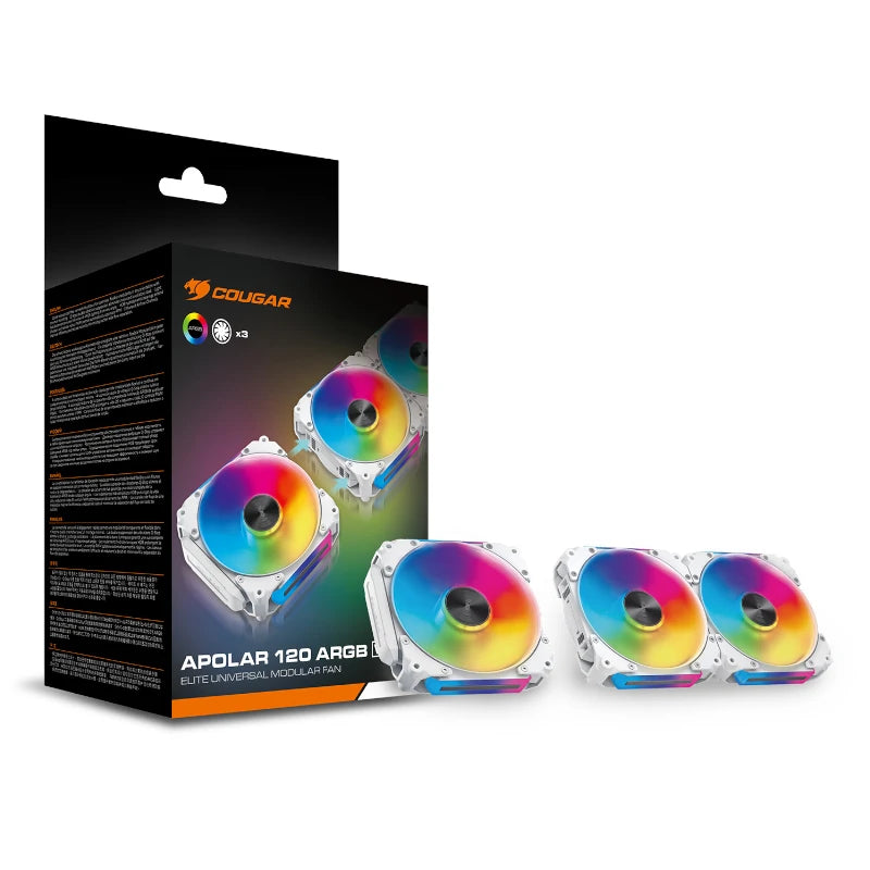Kit 3 ventoinhas Modular Cougar Apolar 120 ARGB White