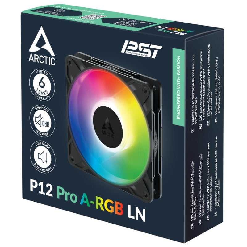 Ventoinha Arctic P12 PRO PWM PST Low Noise ARGB 120mm
